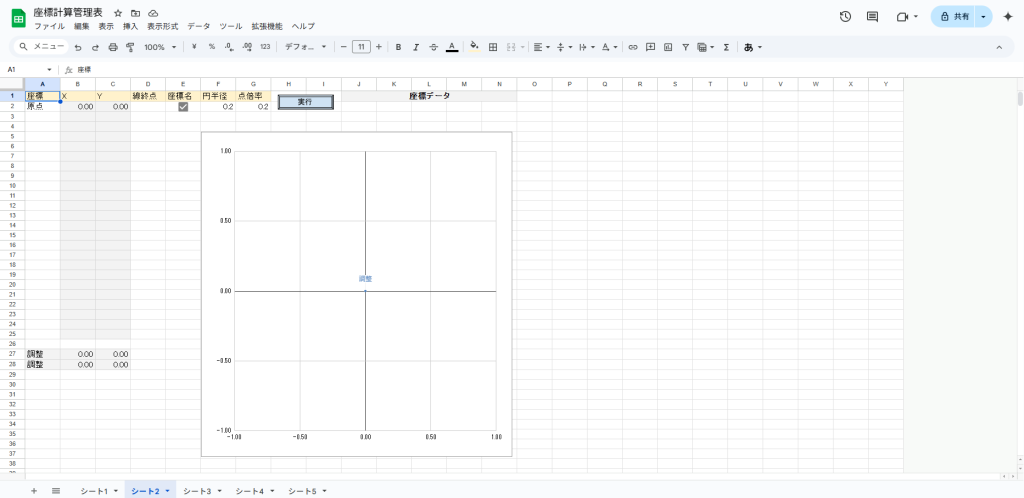Googleスプレッドシート - 座標管理表