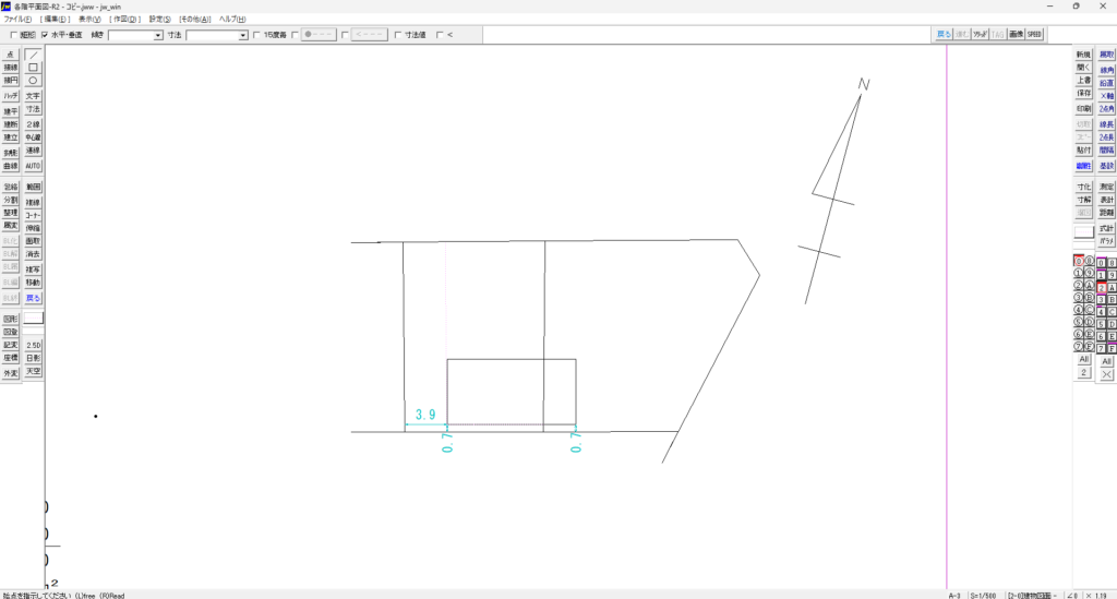 Jw_cadで建物図面